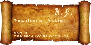 Mendelovits Joakim névjegykártya